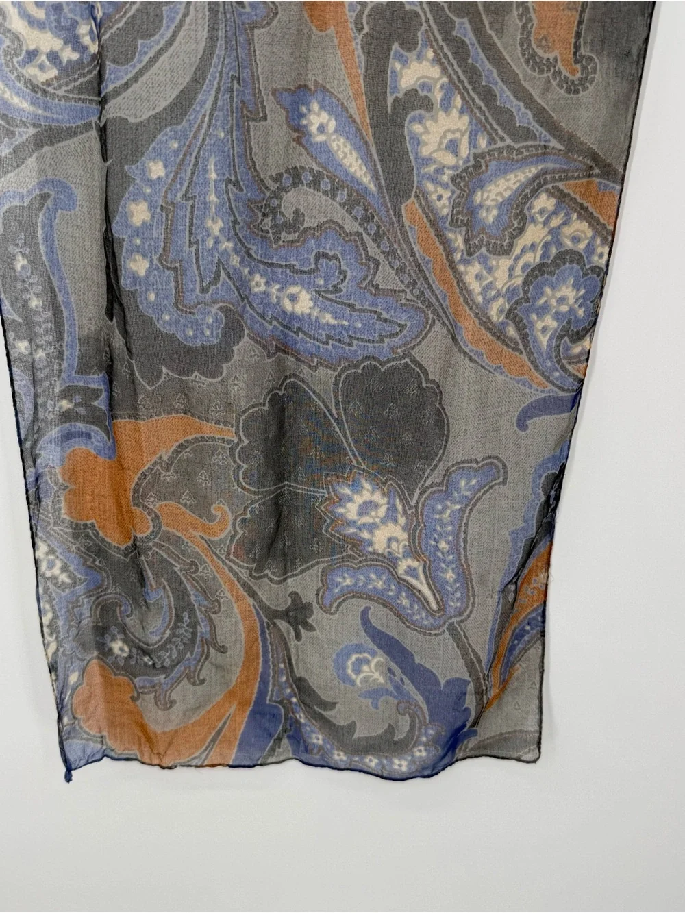 Unbranded Paisley Scarf Accessory Lightweight Chiffon Blue Orange Boho